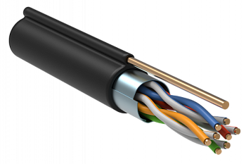 ITK Кабель связи витая пара F/UTP кат.5E 4х2х24AWG LDPE трос 12мм 305м в Находке