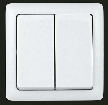 Выключатель двухклавишный ХИТ SE накладной белый в Находке