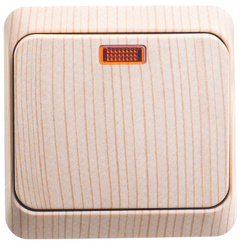 Выключатель одноклавишный ЭТЮД SE накладной с подсветкой сосна в Находке