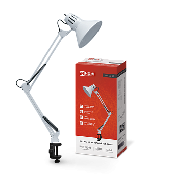 Светильник настольный под лампу на струбцине СНС 13Б-E27 230В БЕЛЫЙ IN HOME в Находке