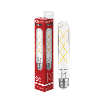 Лампа светодиодная LED-T30-deco 9Вт 230В Е27 4000К 1140Лм 225мм прозрачная IN HOME в Находке