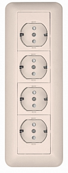 Розетка четырехместная BLANCA SE с заземлением с монтажной пластиной со шторками накладная белая в Находке