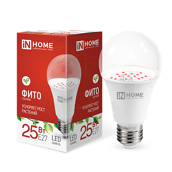 Лампа светодиодная LED-A65-ФИТО 25Вт 230В Е27 IN HOME в Находке