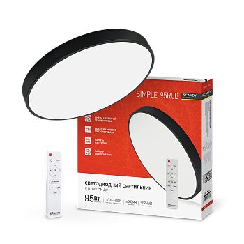 Светильник светодиодный SCANDY SIMPLE-95RCB 95Вт 230В 3000-6500K 7600Лм 500x50мм с пультом ДУ черный IN HOME в Находке
