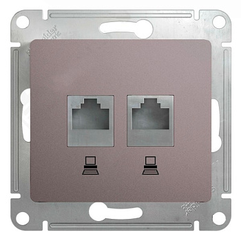 Розетка двойная компьютерная RJ45+RJ45 Glossa SE платина в Находке