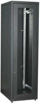 ITK Шкаф LINEA E 42U 600х800мм двери 2шт стеклянная передняя дверь задняя металлическая черный в Находке
