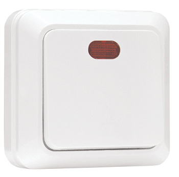 Рим Выключатель 1-клавишный с индикатором 10А белый EKF в Находке