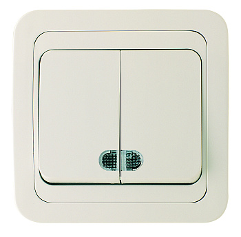 Выключатель двухклавишный МИМОЗА MAKEL с подсветкой крем в Находке