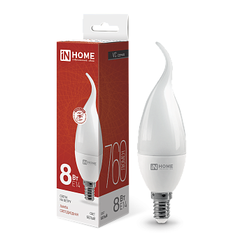 Лампа светодиодная LED-СВЕЧА НА ВЕТРУ-VC 8Вт 230В Е14 4000К 760Лм IN HOME в Находке