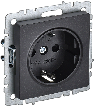 Розетка одинарная с з/к 16А BRITE IEK черная в Находке
