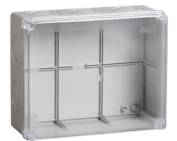 Коробка КМ41275 распаячная для открытой проводки 240х195х90 мм IP44 (RAL7035, прозрачная крышка, кабельные вводы 5 шт) IEK в Находке