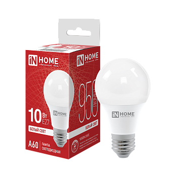 Лампа светодиодная LED-A60-VC 10Вт 230В Е27 4000К 950Лм IN HOME в Находке