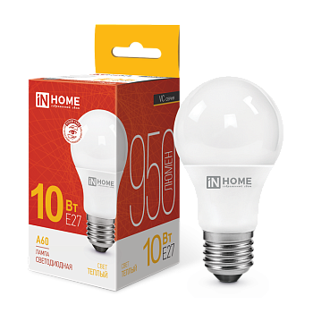 Лампа светодиодная LED-A60-VC 10Вт 230В Е27 3000К 950Лм IN HOME в Находке