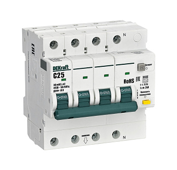 АВДТ ДИФ-103 3P+N 25А 30мА AC х-ка C 6кА DEKraft в Находке