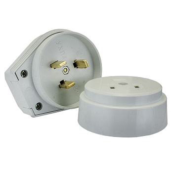 Разъем РШ-ВШ 32А 250В 2P+PE (ОУ) пластиковый белый EKF PROxima в Находке