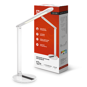 Светильник настольный светодиодный SIMPLE ССО-07Б 12Вт 600Лм сенсор, адаптер БЕЛЫЙ IN HOME в Находке