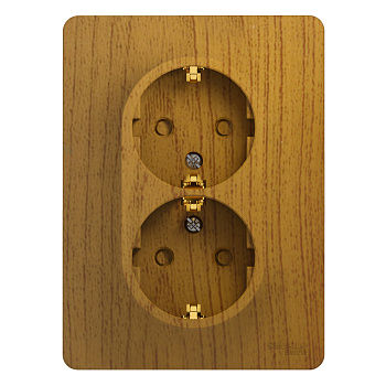 Розетка двойная Glossa SE с заземлением со шторками дуб в сборе в Находке