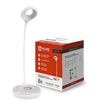 Светильник настольный светодиодный аккумуляторный ССО 11Б 8Вт 6500К 640Лм RGB-подсветка, сенсор-диммер, USB-кабель БЕЛЫЙ IN HOME в Находке