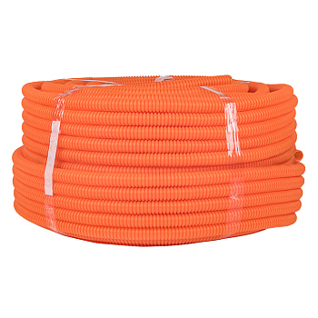 Труба гофрированная ПНД с протяжкой d=20 мм (100 м) тяжелая оранжевая Plast EKF в Находке