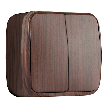 Выключатель 2-клавишный ОП Минск 10А тёмное дерево EKF в Находке