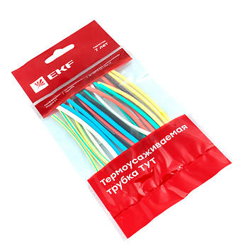 Термоусаживаемая трубка ТУТ нг 2/1 набор 7 цветов по 3 шт 100мм EKF PROxima в Находке