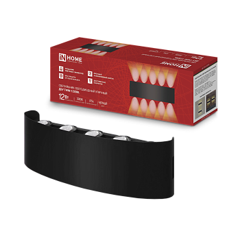 Светильник уличный светодиодный ДБУ TWIN-1230BL 12Вт 3000К 270х80 черный IP54 IN HOME в Находке