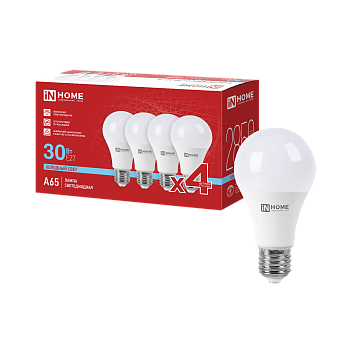 Лампа светодиодная LED-A65-VC 4PACK 30Вт 230В Е27 6500К 2850Лм (4шт./упак) IN HOME в Находке