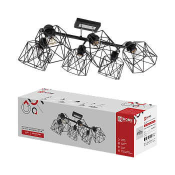 Люстра поворотная под лампу LOFT ATIKO-СLА-6E27L-BL 6хЕ27 черный, хром IN HOME в Находке