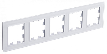 Рамка пятиместная AtlasDesign Nature SE стекло белая в Находке