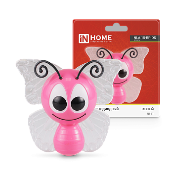 Ночник светодиодный NLA 15-BP-DS БАБОЧКА розовая с датчиком освещения 230В IN HOME в Находке