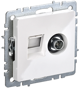 Розетка двойная телевизионная+RJ45 кат.5E BRITE IEK белая в Находке