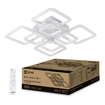 Светильник светодиодный ELEGANT ARIS-W 120Вт 230В 3000-6500K 590х590х130мм c пультом ДУ белый IN HOME в Находке