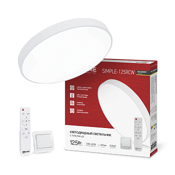 Светильник светодиодный SCANDY SIMPLE-125RCW 125Вт 230В 3000-6500K 10000Лм 400x50мм с пультом ДУ белый IN HOME в Находке