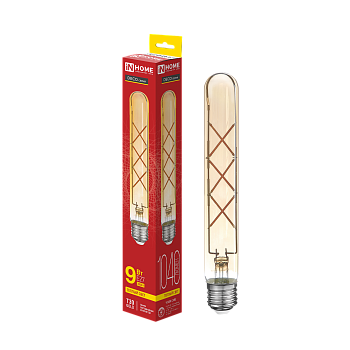 Лампа светодиодная LED-T30-deco gold 9Вт 230В Е27 3000К 1040Лм 225мм золотистая IN HOME в Находке