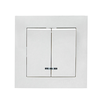 Выключатель двухклавишный с подсветкой Валенсия EKF белый в Находке