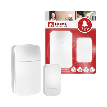 Звонок беспроводной KD-WH 38 мелодий с вилкой 230В с подсветкой с пьезокнопкой 150м белый IN HOME в Находке