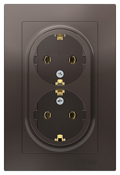 Розетка двойная AtlasDesign SE с заземлением мокко в сборе в Находке