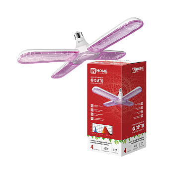 Лампа светодиодная LED-HP 40PRO-ФИТО полный спектр 40Вт 230В Е27 четыре лепестка IN HOME в Находке