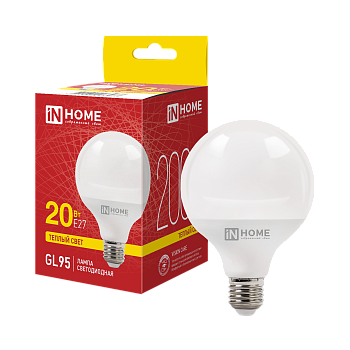 Лампа светодиодная LED-GL95-VC 20Вт 230В Е27 3000К 2000Лм 95мм IN HOME в Находке